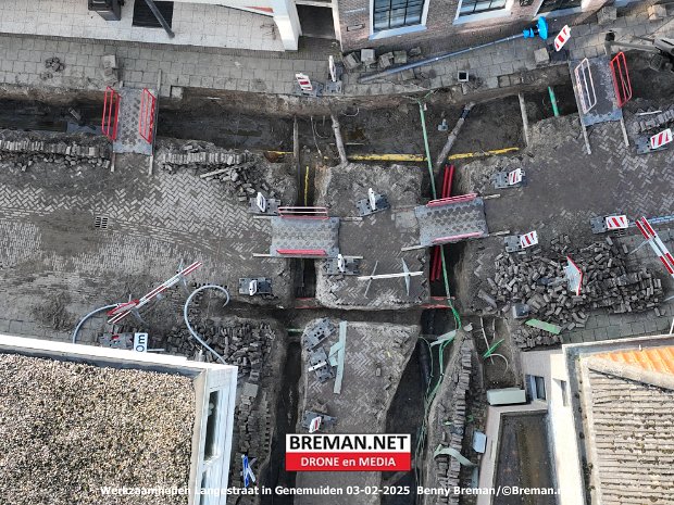 Werkzaamheden Langestraat vanuit de lucht vastgelegd